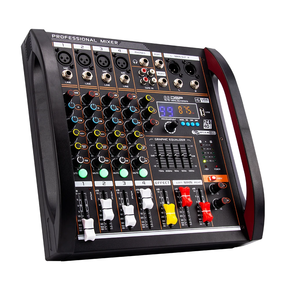 

Audio mixer 4 channel mixer DSP reverberation effect professional Bluetooth USB audio mixer balance family karaoke stage