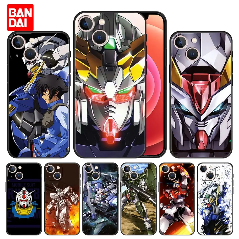 

Anime Japanese Gundam Case for iPhone 13 12 11 Pro Max SE 2020 11pro 12pro 13pro Mini Phone Luxury Silicone Cover Black