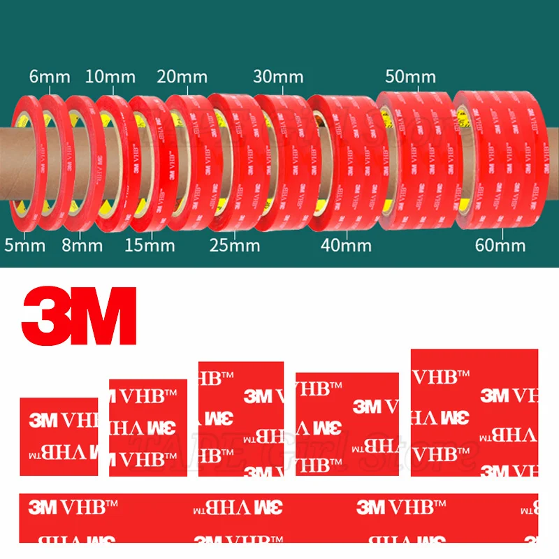 

3M VHB ™ Transparent Double Sided Tape 6/10/15/20/30/40/50mm High Temperature Waterproof Strong Sticky No Trace For Home Office