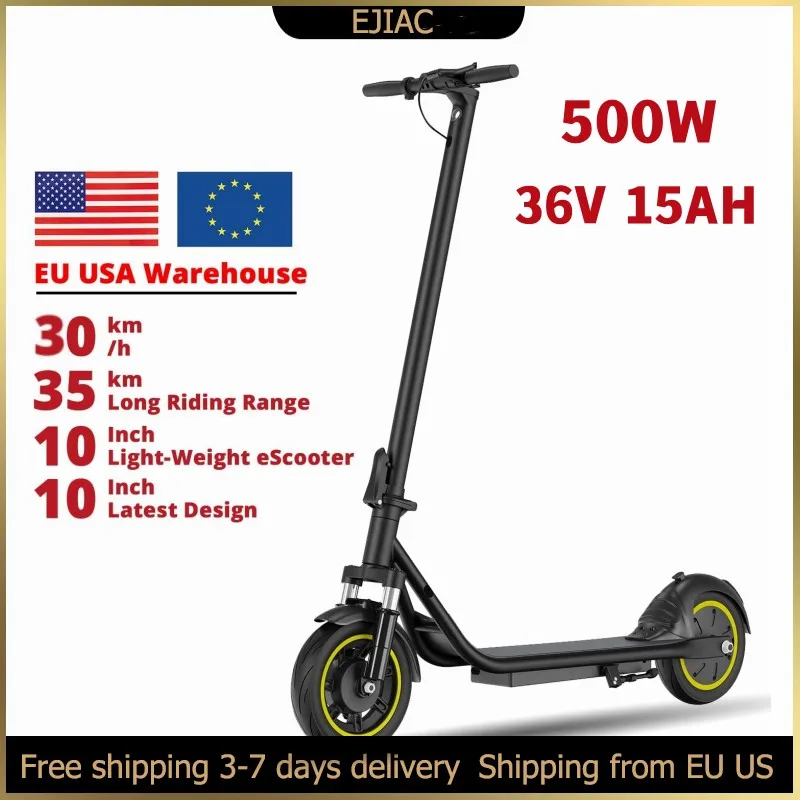 

10inch Electric Scooter Adult 500W Motor 36V 15AH Folding Smart Scooter with APP Adults Shock-absorbing E Scooter US EU Stock