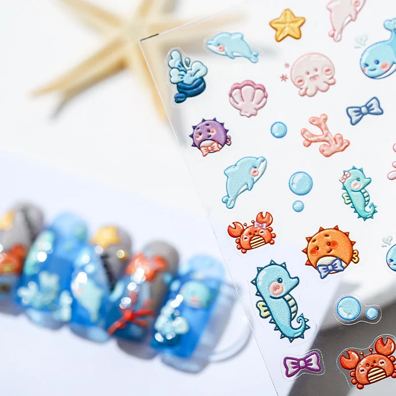 

Самоклеящиеся рельефы с рисунком дельфина из мультфильма "сделай сам", рельефы из мягкого тиснения, декоративные наклейки для ногтевого диз...