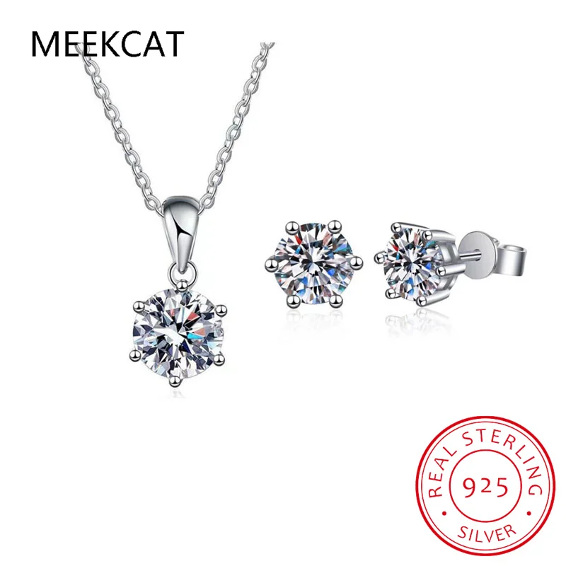 Комплект ювелирных изделий из 18-каратного золота 3 0 карата цвет D муассанит для