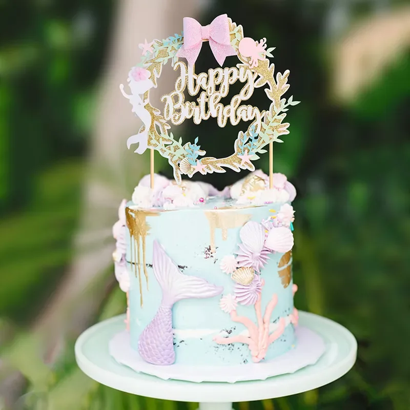 

2022 Under The Sea Happy Birthday Cake Topper Cupcake Decorations Birthday Baking Decoration Baby Shower