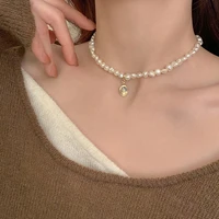 2022 freshwater natural pearl necklace for woman summer fashion geometric irregular clavicle chain elegant wedding jewelry gift