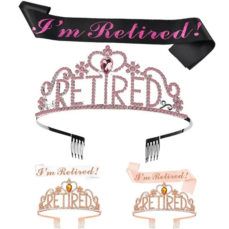 

Золотая Корона на пенсию, креативная тиара на пенсию и корона с поясом, долговечная блестящая фотография, искусственные украшения для пенси...