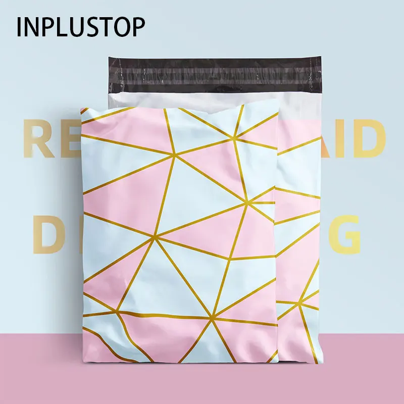 INPLUSTOP-bolsa triangular de tela para mensajería, embalaje de bolsas de regalo, autosellado, PE, impermeable, Thinken, almacenamiento