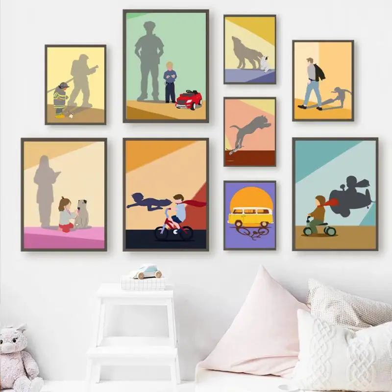 

Modern Inspirational Canvas Painting Cartoon Dream Of Growing Up Nordic Posters And Prints Nursery Wall Art Kids Room Home Decor