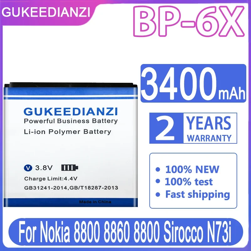 GUKEEDIANZI 3400 мАч BP-6X BL-5X BL 5X BP 6X Аккумулятор для Nokia 8800/8860/8800 Sirocco/N73i Batterij + Track NO