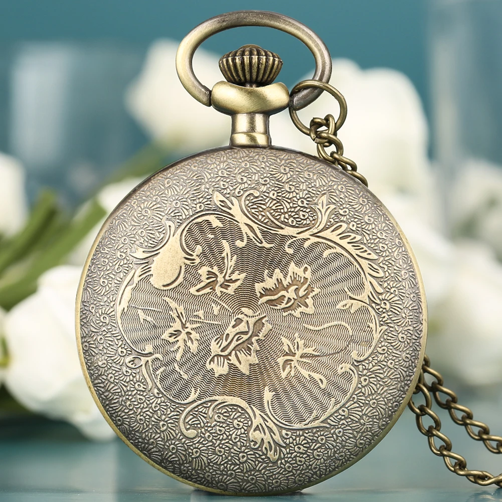Часы наручные для мужчин и женщин, классические винтажные кварцевые карманные с подвеской и римскими цифрами, с открытым лицом, в античном стиле, с ожерельем
