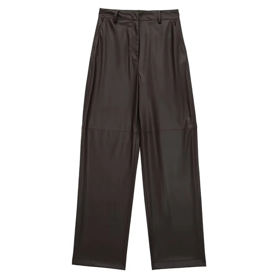 

Дженни и Дэйв 2022 Модные Винтажные коричневые прямые кожаные брюки свободные брюки для женщин