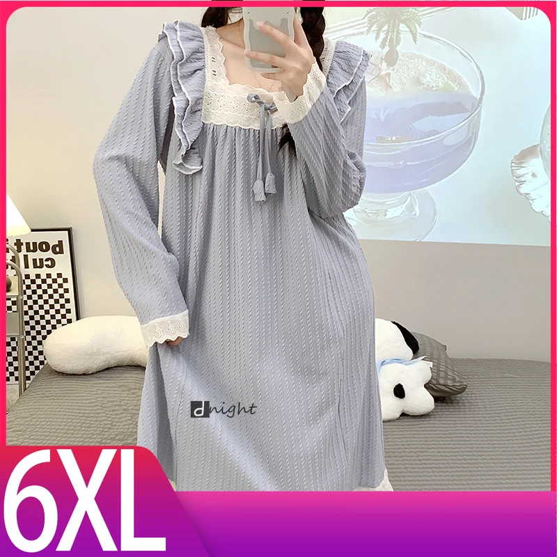 

Женская ночная рубашка с длинным рукавом, размеры до 6XL