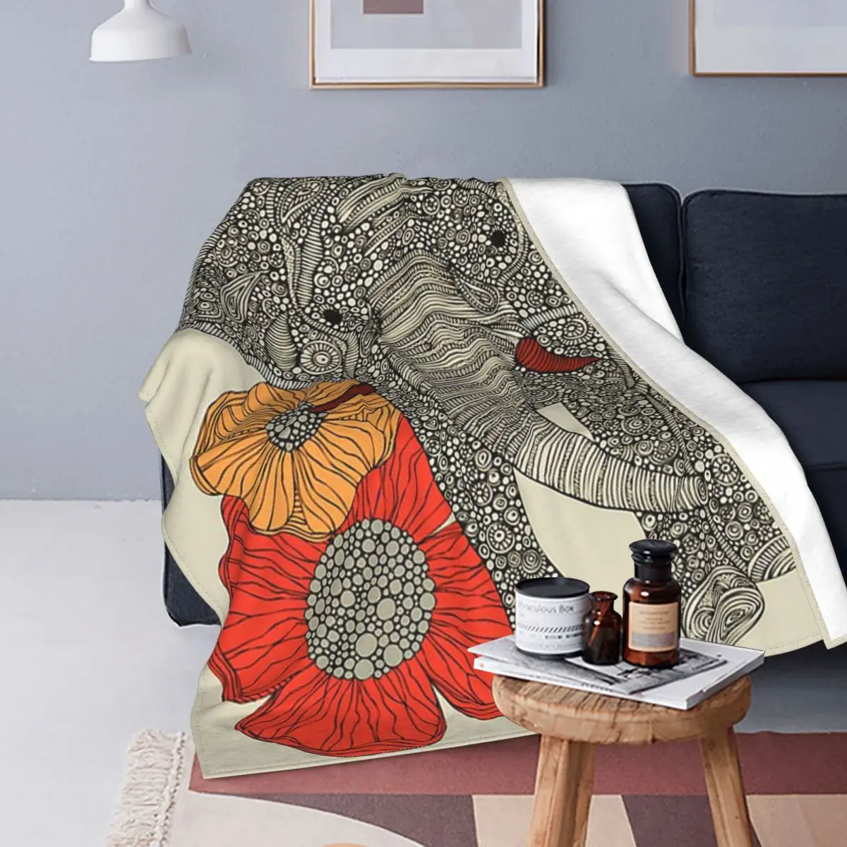 

Одеяло в богемном стиле с изображением слона, кораллового флиса, плюшевое всесезонное ультра-мягкое одеяло с животными для кровати, путешес...