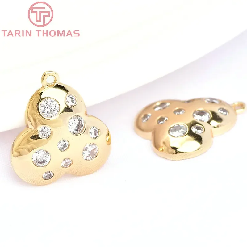 (6220) 4 шт. 14x13 5 мм 24-каратное золото латунь с цирконом овальные ромбы подвески