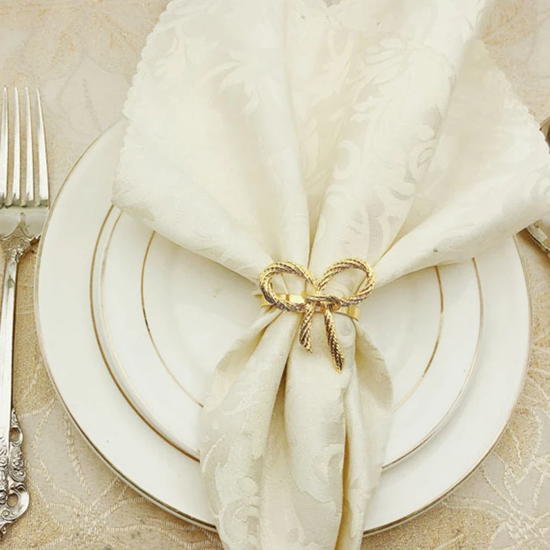 36 шт. простые золотые кольца для салфеток Бабочка галстук-бабочка пряжка ткань