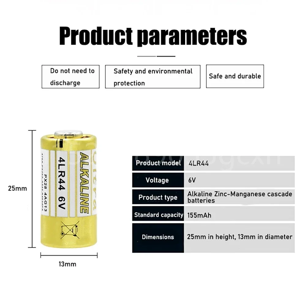 10PCS 6V 4LR44 150mAh Dry Alkaline Battery Primary Cell GP476 K28 V28 PX28AB L1325 1414A V4034PX PX28L K28L for Security Alarms