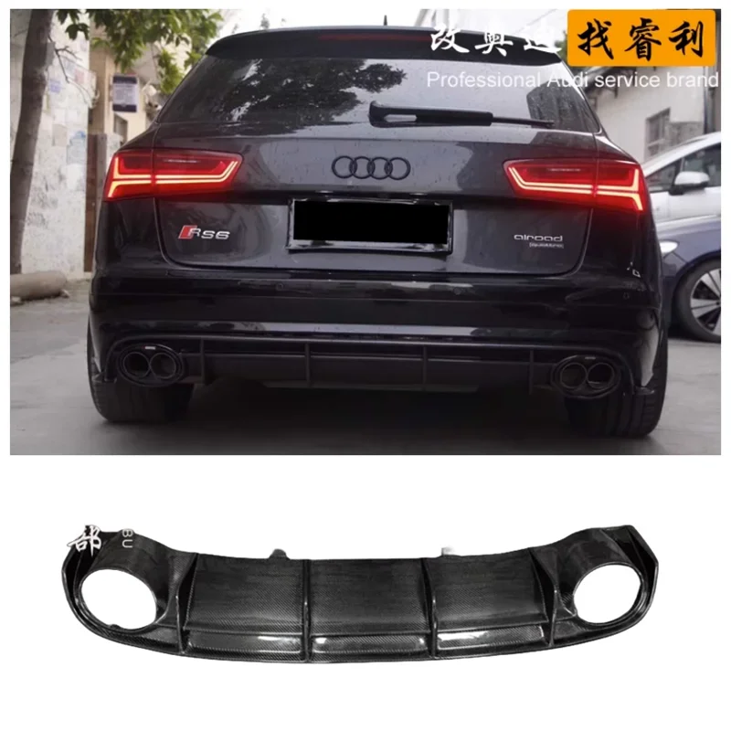 

For A6 RS6 C7 Allroad Avant 2019-2023 High Quality Carbon Fiber Trunk Bumper Rear Diffuser Spoiler Exhaust Cover