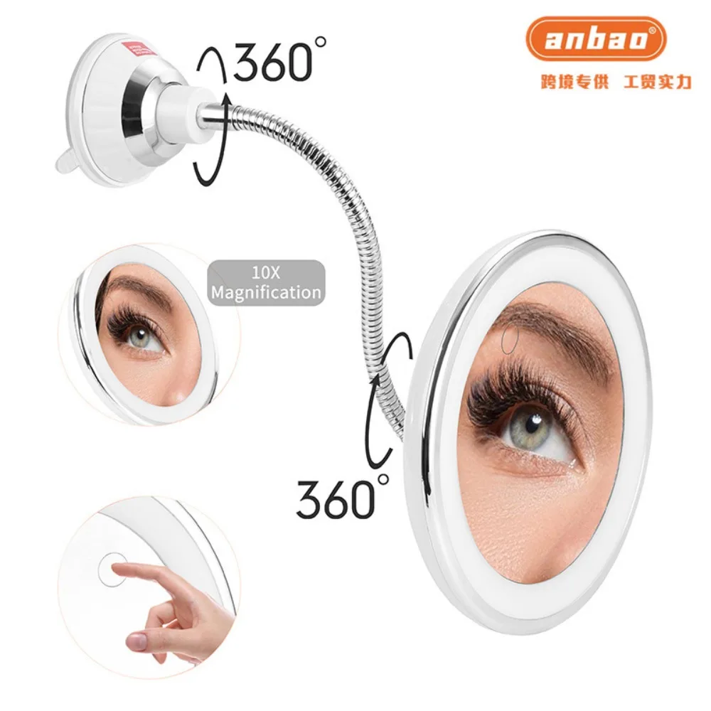 

Usuful Suction Cup Rotation Flexible Vanity Mirror with LED Light 10X Makeup Mirror Bathroom Mirror Cosmetic Mirror