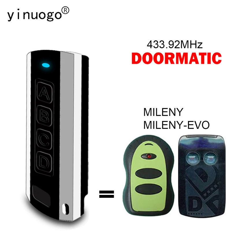 

DOORMATIC MILENY MILENY-EVO Garage Door Opener Remote Control Command 433.92MHz Rolling Code DOORMATIC Remote Control 4 Buttons