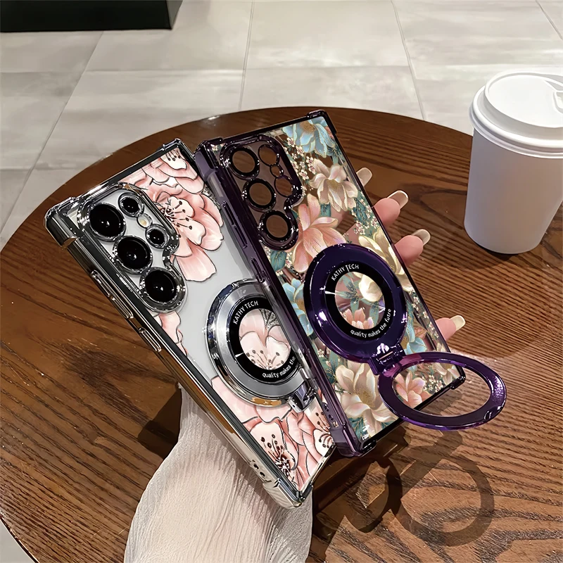 Фото Чехол для телефона Samsung Galaxy A54 A13 A24 A14 A34 A73 A53 A33 5G A23 4G с цветочным принтом, противоударный, с подставкой, с покрытием №2