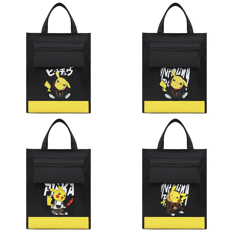 

Kawaii 17Inch Pokemon Pikachu Oxford Children's Handbag Light Hand Carrying Lunch Box Tutorial Bag A4 Art Bag Handbag