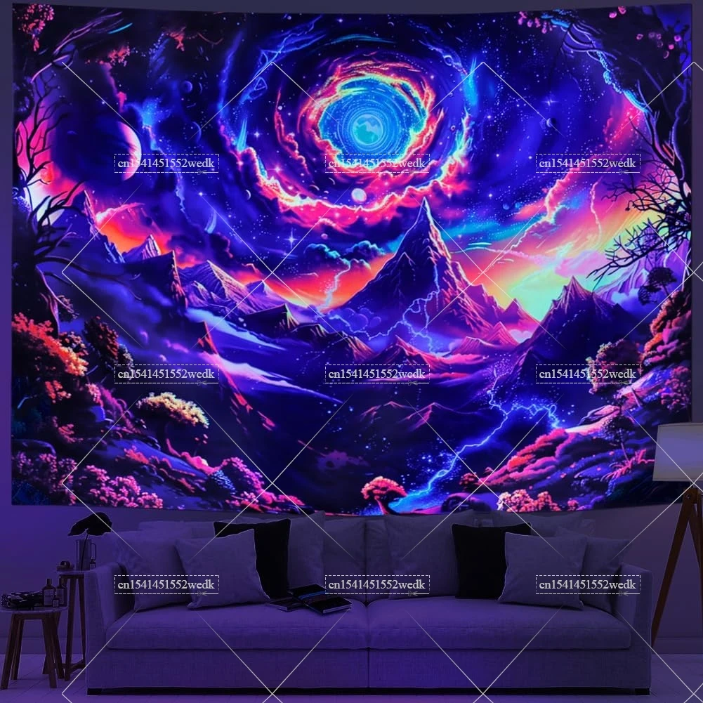 Гобелен Blacklight с изображением Галактики Космический гобелен реактивный от УФ