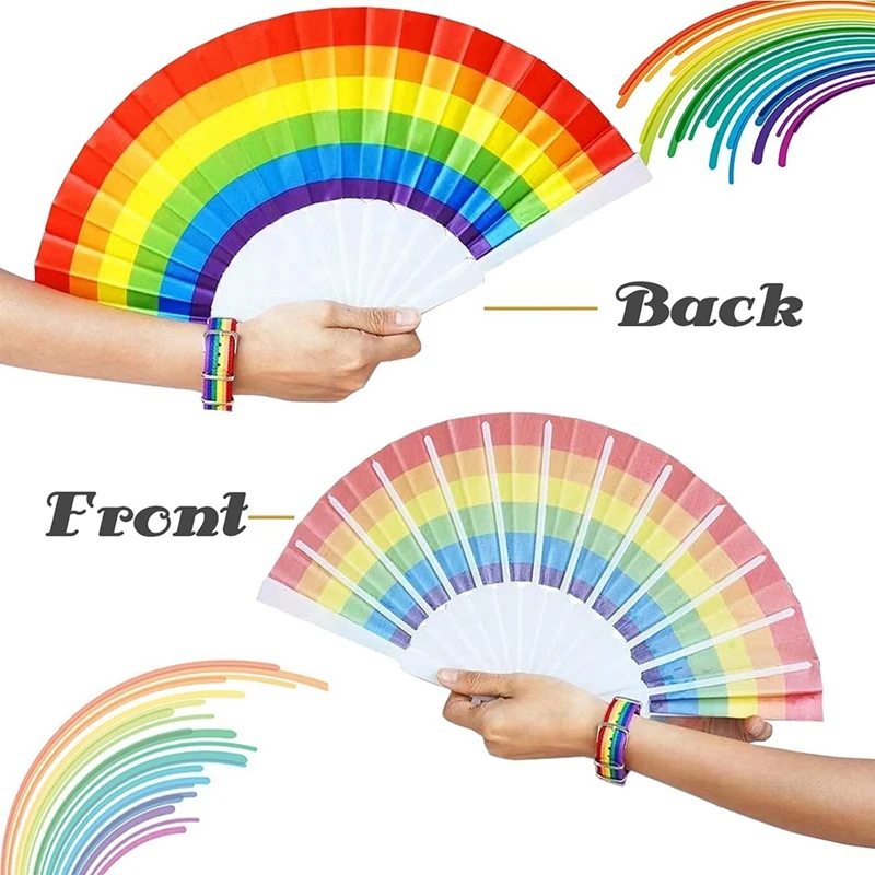 10 шт. Радужный веер Pride складные ручные веера аксессуары для гей-прайда радужные