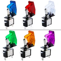1set auto car boat truck asw 07d led toggle switch with safety aircraft flip up cover red blue green yellow white 12v20a