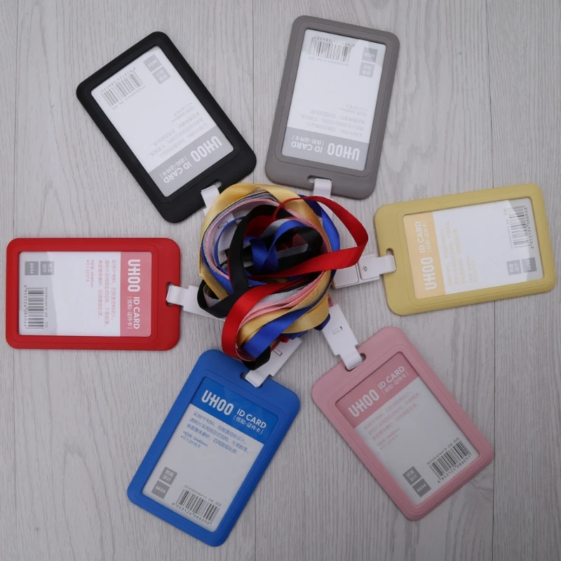 

Creative Candy Color Plastic ID Card Holder Name Tag Exhibition Business Badge Card Holders portacarte School Office Supplies