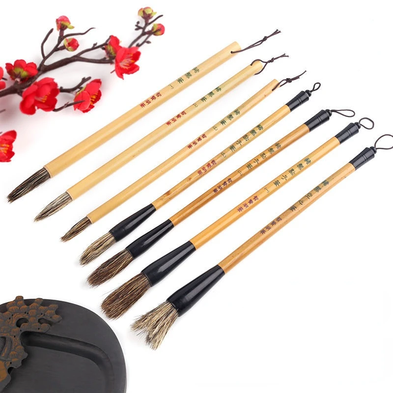 Кисть щетина круглая альбатрос "профи". Кисти для маникюра. Твердые кисти. Номера кистей для рисования. Кисточка для рисования твердая.