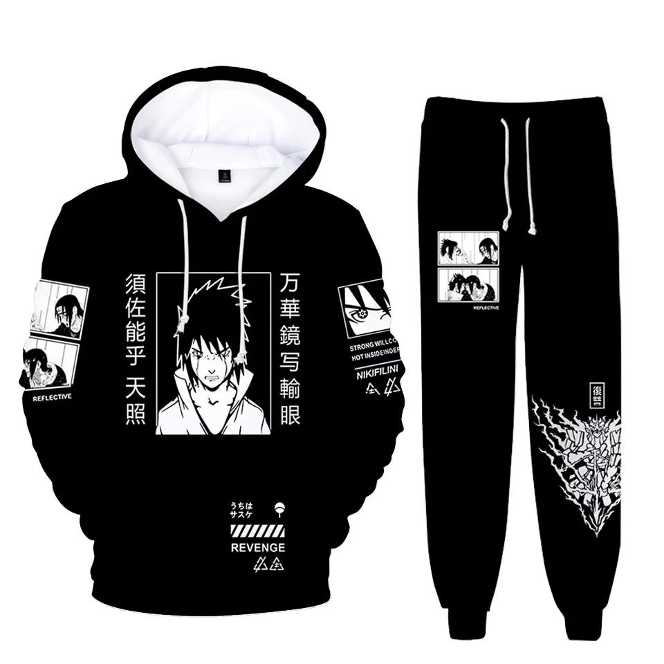 

Anime Kakashi Sasuke Akatsuki Gaara Cosplay Hoodie Casual Pants Set Adult 3D Print Sweatshirt Pullover Trousers Two Piece Sets