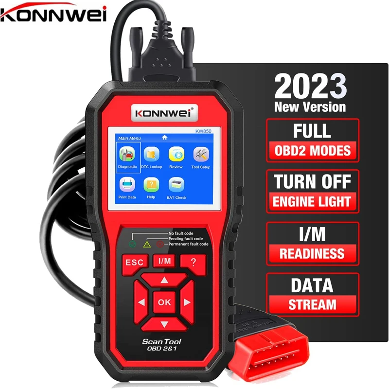 

Профессиональный диагностический сканер OBD2 KW850, обновленный диагностический прибор, Автомобильный сканер, считыватель кодов для всех авто...