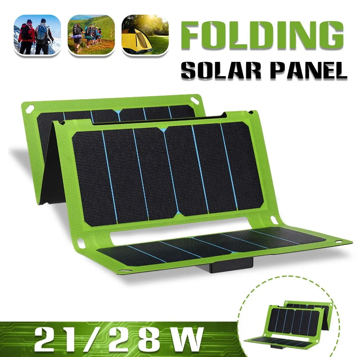

Складная Водонепроницаемая солнечная панель с двумя USB-портами, 28/21 Вт