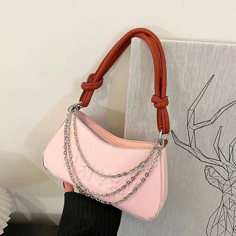 

Luxury Designer Crossbody Bags for Women Solid color Leather Underarm Bag 2023 Trend Fashion Handbags Chain Small Shoulder Bag