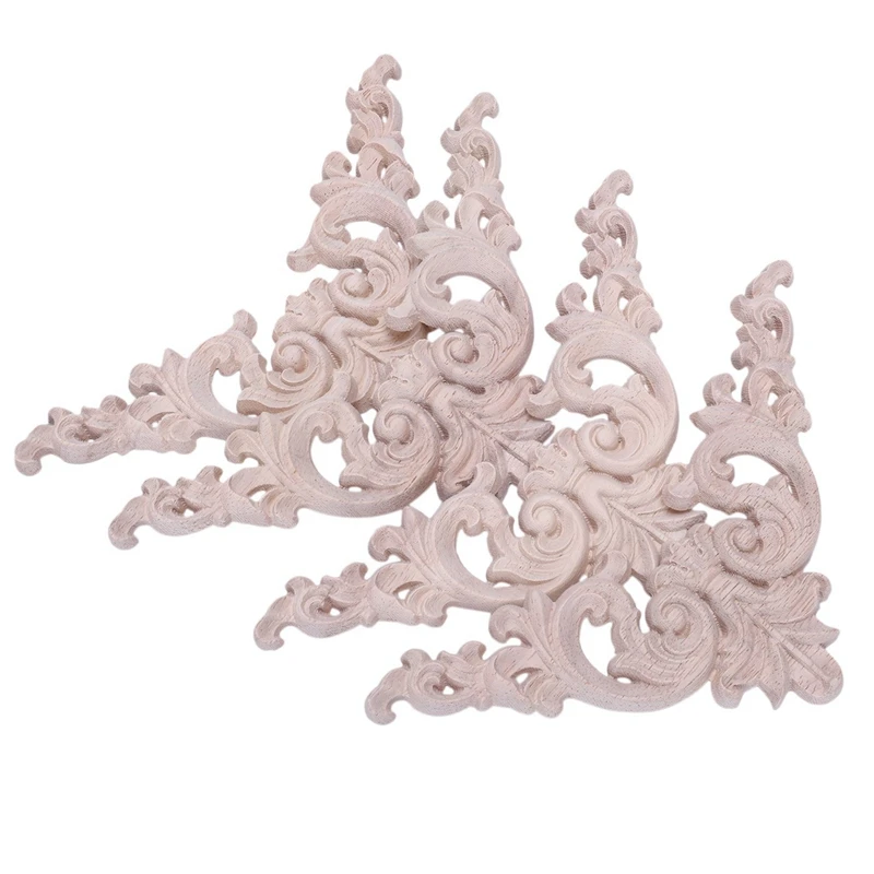

32Pcs Rubber Wood Oak Carved Corner Onlay Applique Furniture Home Door Decor DIY