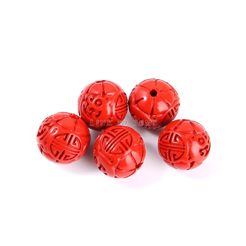 

6/8/10mm Red Cinnabar Vermilion Sand Ancient Dragon Ball Loose DIY Bracelet Jewelry Accessories Partition Pendant Wholesale