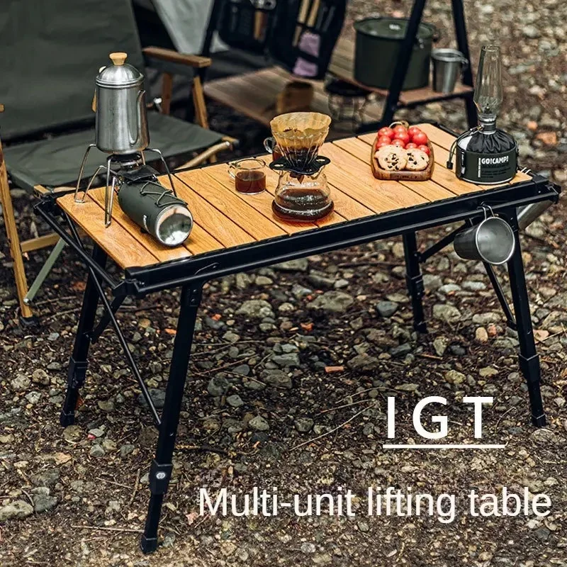 Фото IGT Тактический стол, сращиваемый по высоте стол, регулируемый походный стол из алюминиевого сплава, портативный складной стол для пикника, барбекю, пешего туризма №1