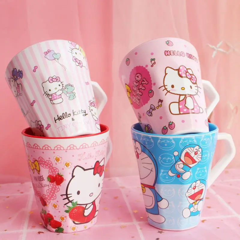 

Anime Kawaii Sanrio Hello Kitty Mouthwash Cup Girl Cute My Melody Doraemon Household Tooth Cup Couple Portable Plastic Wash Cup