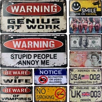 retro metal vintage warning sign metal tin plaque licenses plate poster bar club wall garage home decoration