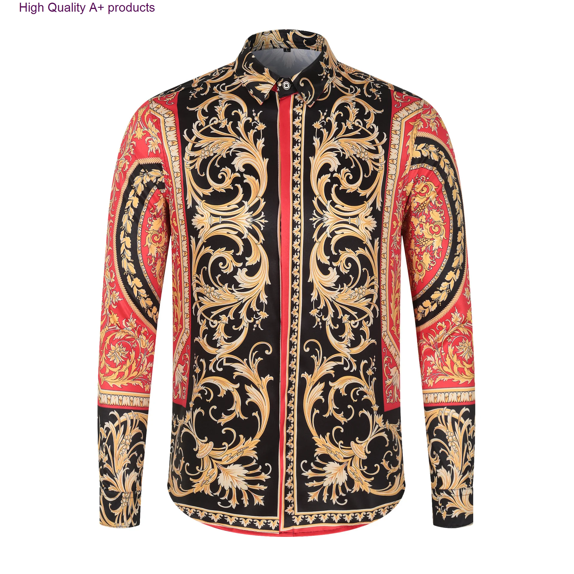 

2023 Casual Blouse Homme Baroque Banquet Shirt Paisley Men Luxury Court Style Mens Long Sleeve Print s Ropa De Hombre