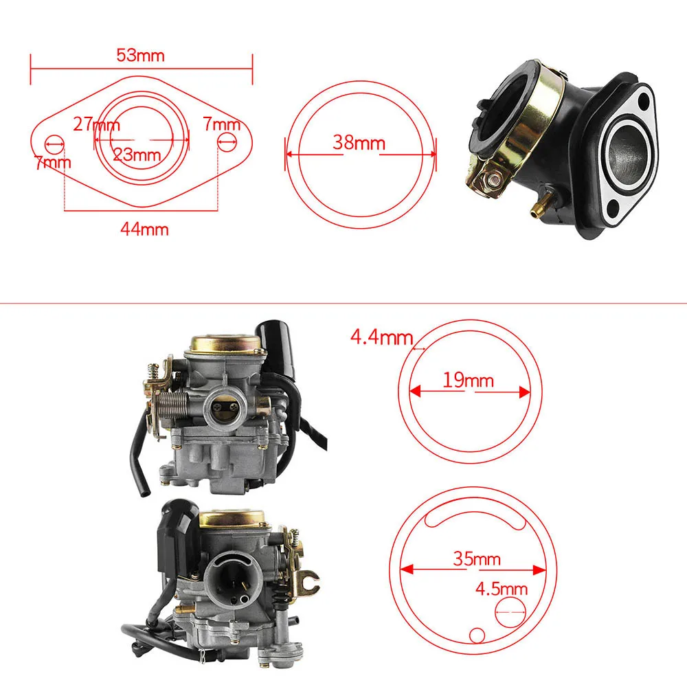 Карбюратор Carby Carb и впускной коллектор для Rex RS 400 450 460 GY6 50cc 60cc 400/RS 450/RS 460/GY6 50cc/GY6