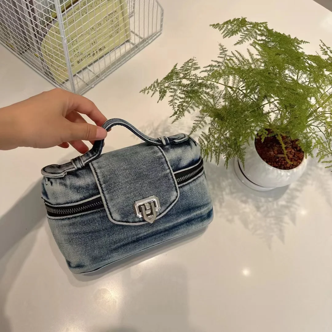 FIRMRANCH синяя джинсовая мини-прямоугольная сумка-коробка с диагональным крестом