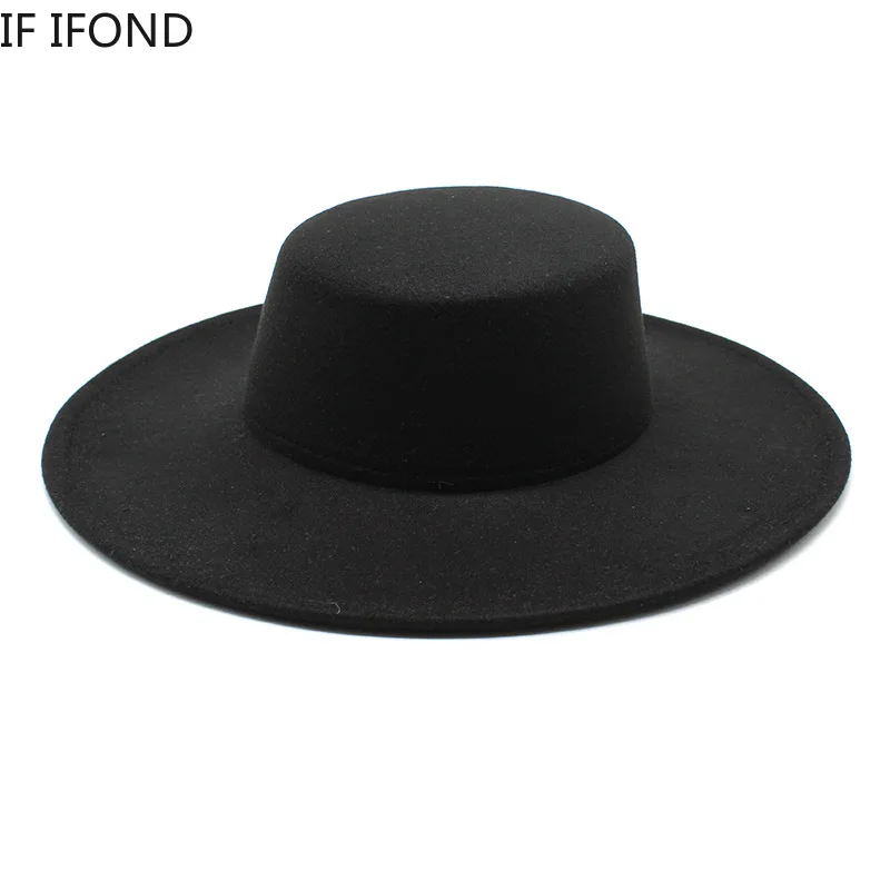 Cappello da donna francese cappello a tesa larga 10CM Fedora cappello invernale in lana Derby da sposa cappelli Jazz cappello piatto in feltro