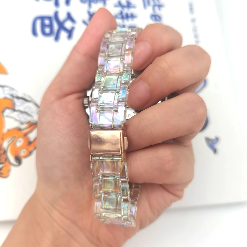 20mm 22mm Slim Dazzling Resin Laser Transparent Strap for Samsung Galaxy Watch 5Pro 45mm For Huawei GT2/3 smart watchband Correa