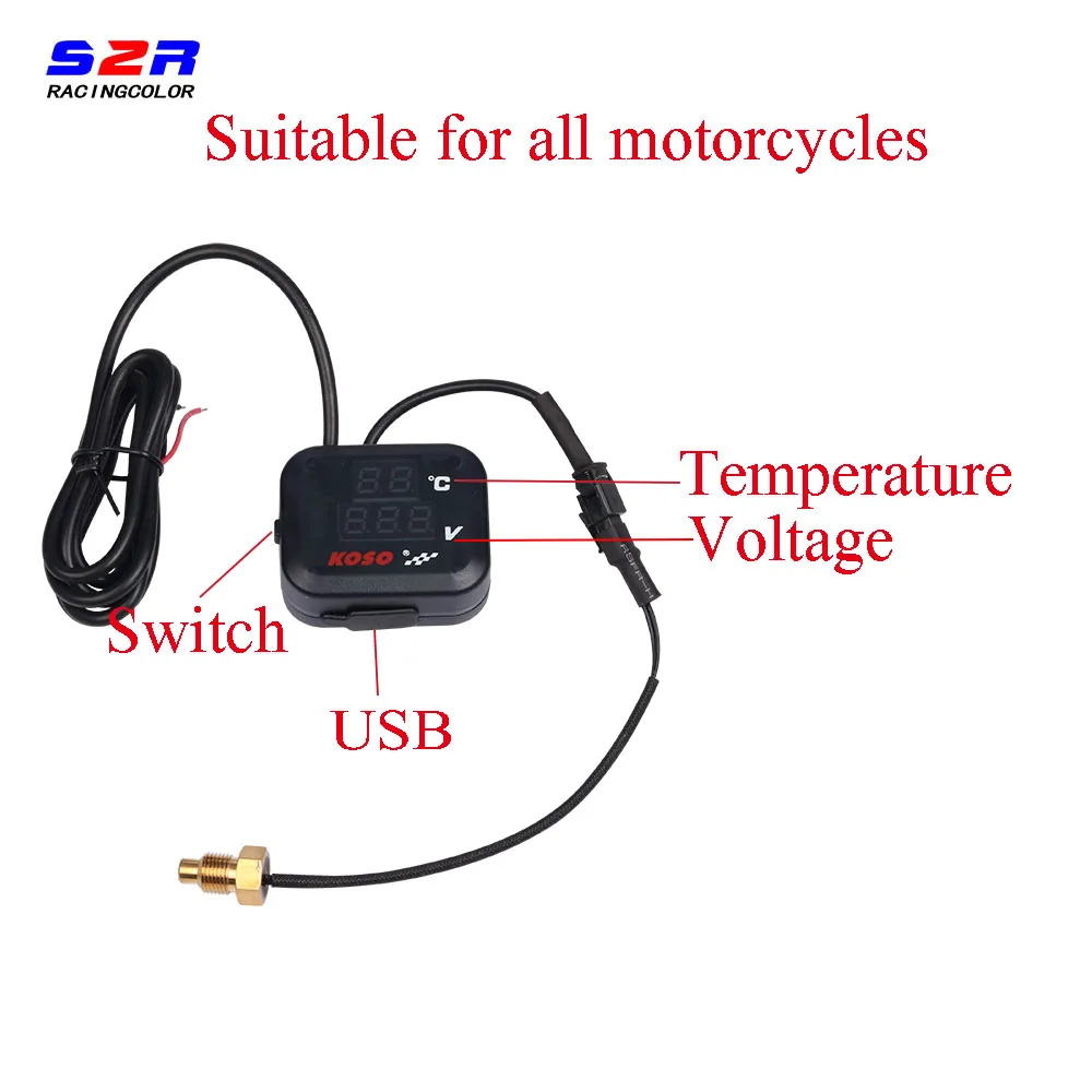 Универсальный вольтметр Koso для мотоцикла датчик температуры воды напряжения