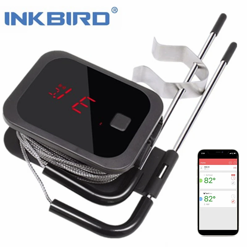 

INKBIRD Wireless Meat Thermometer IBT-2X Portable Digital LED Display Temperature Meter For BBQ Cooking,Grilling,Oven