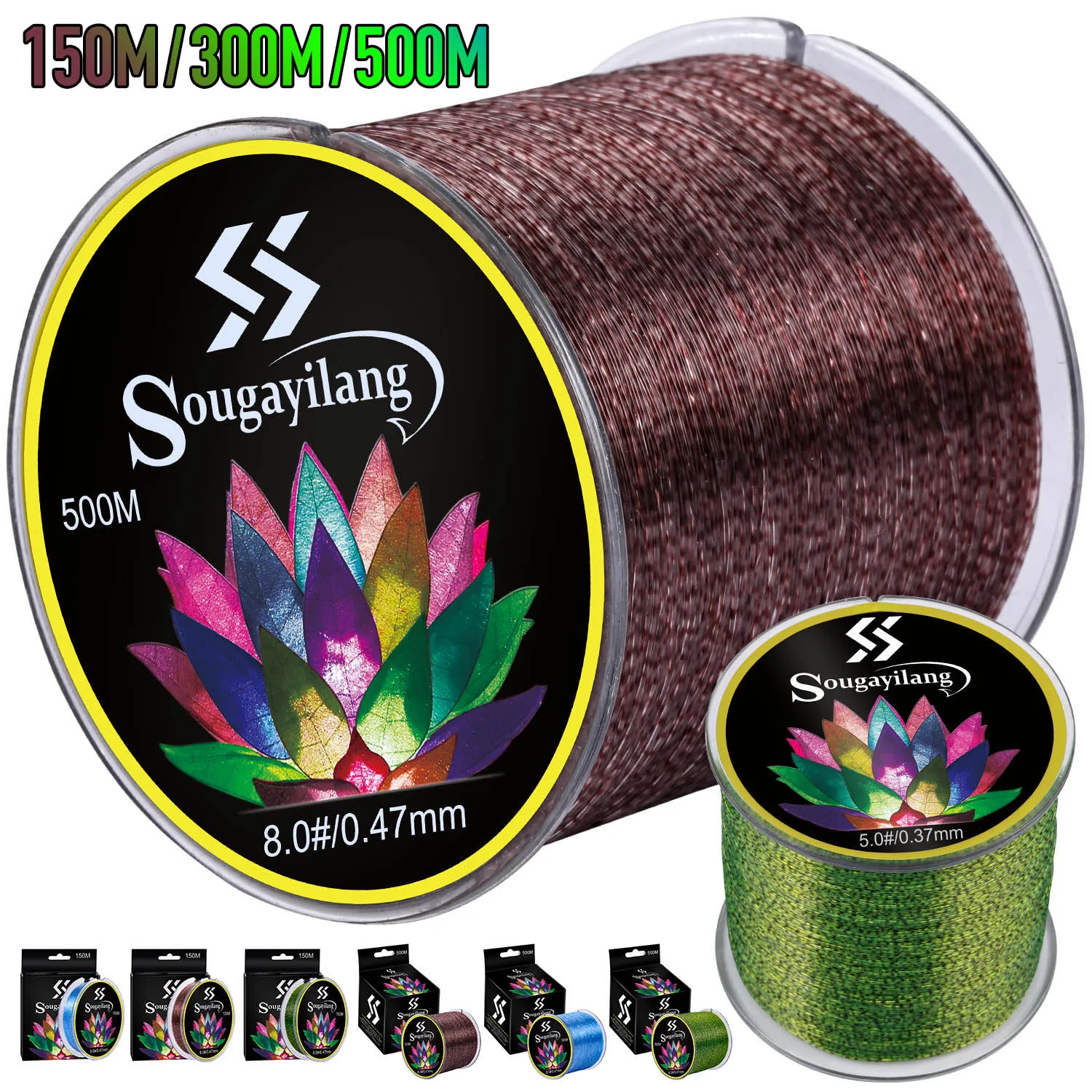 

Нейлоновая рыболовная леска Sougayilang, фторуглеродная рыболовная леска 150-32 фунта, 500-3,5 м