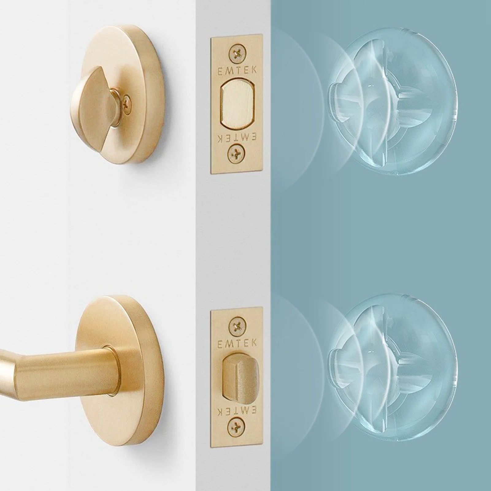 

6PCS Clear Door Knob Wall Shield Transparent Round Soft Rubber Wall Protector Self Adhesive Door Handle Bumper Door Stop Muffler