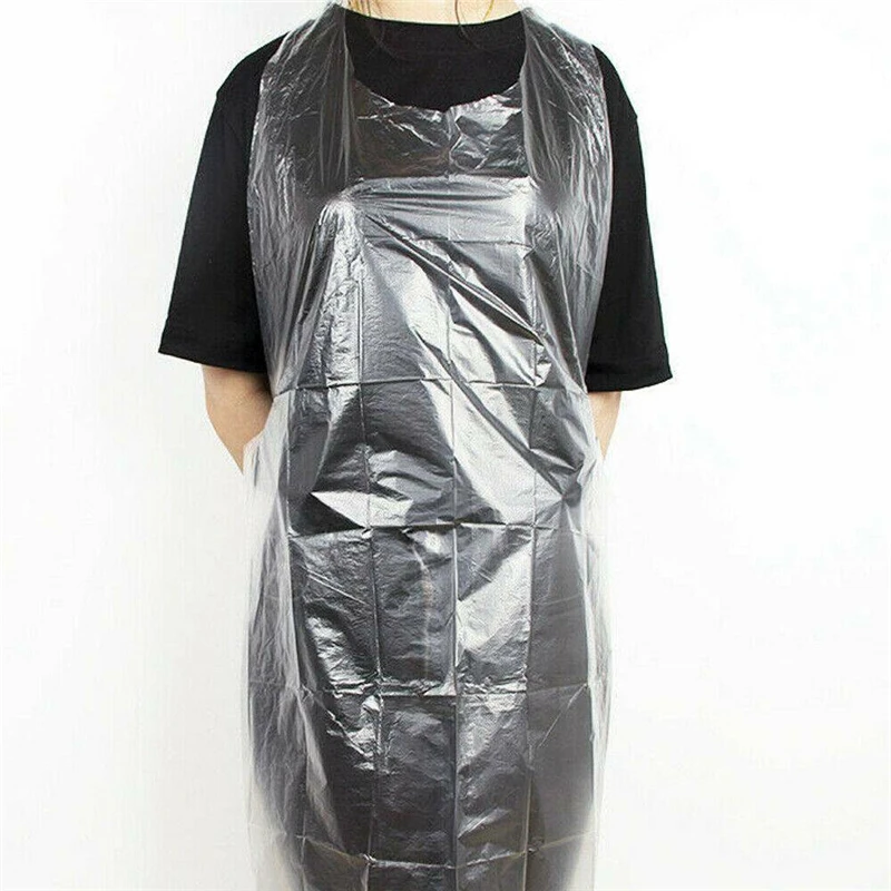 

100pcs Disposable Plastic Aprons Oil Proof Polythene Aprons Eco Flat Pack