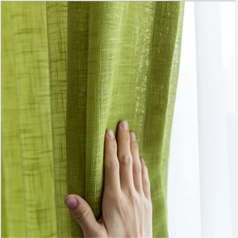 

Льняные зелёные шторы WPKIRA ZH050H