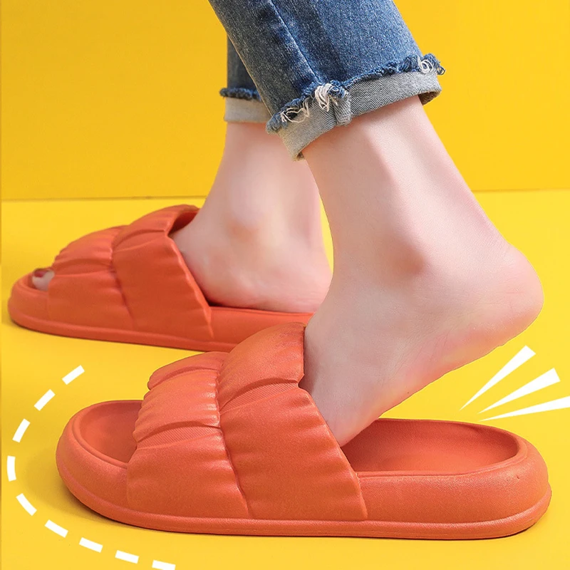 Тапочки женские домашние плиссированные мягкая удобная обувь для улицы дома